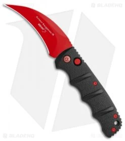 Chic Knifs Shop 15 Boker Black Widow Hawkbill Kalashnikov Automatic Knife Black (3.25" Red)